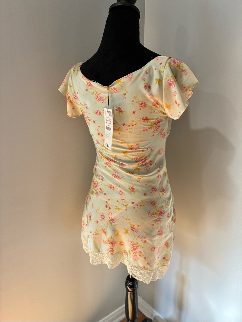 NWT Zara Mini Yellow Satin Dress - Picture 8 of 14